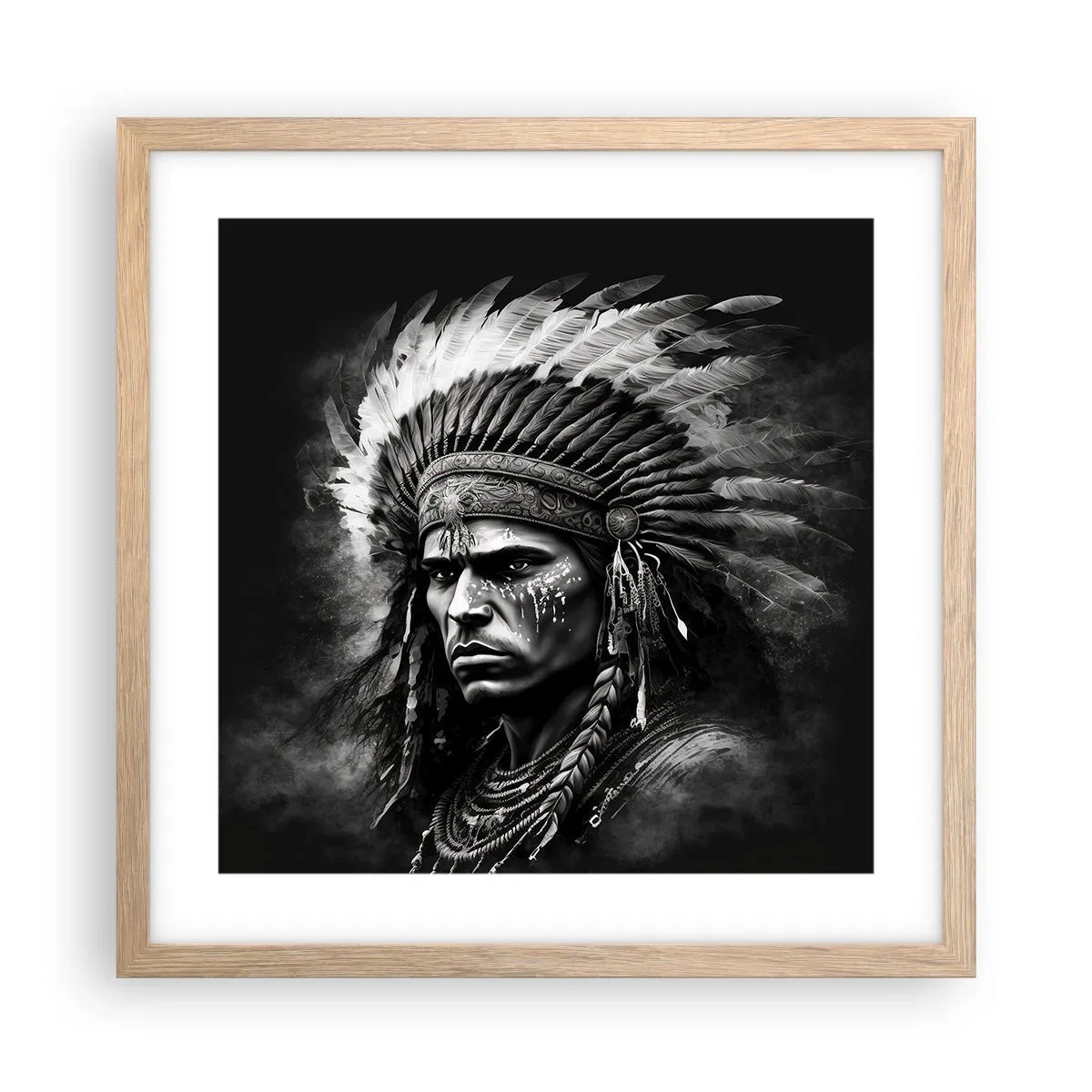 Affiche dans un chêne clair - Poster - Un leader et un guerrier - 40x40 cm