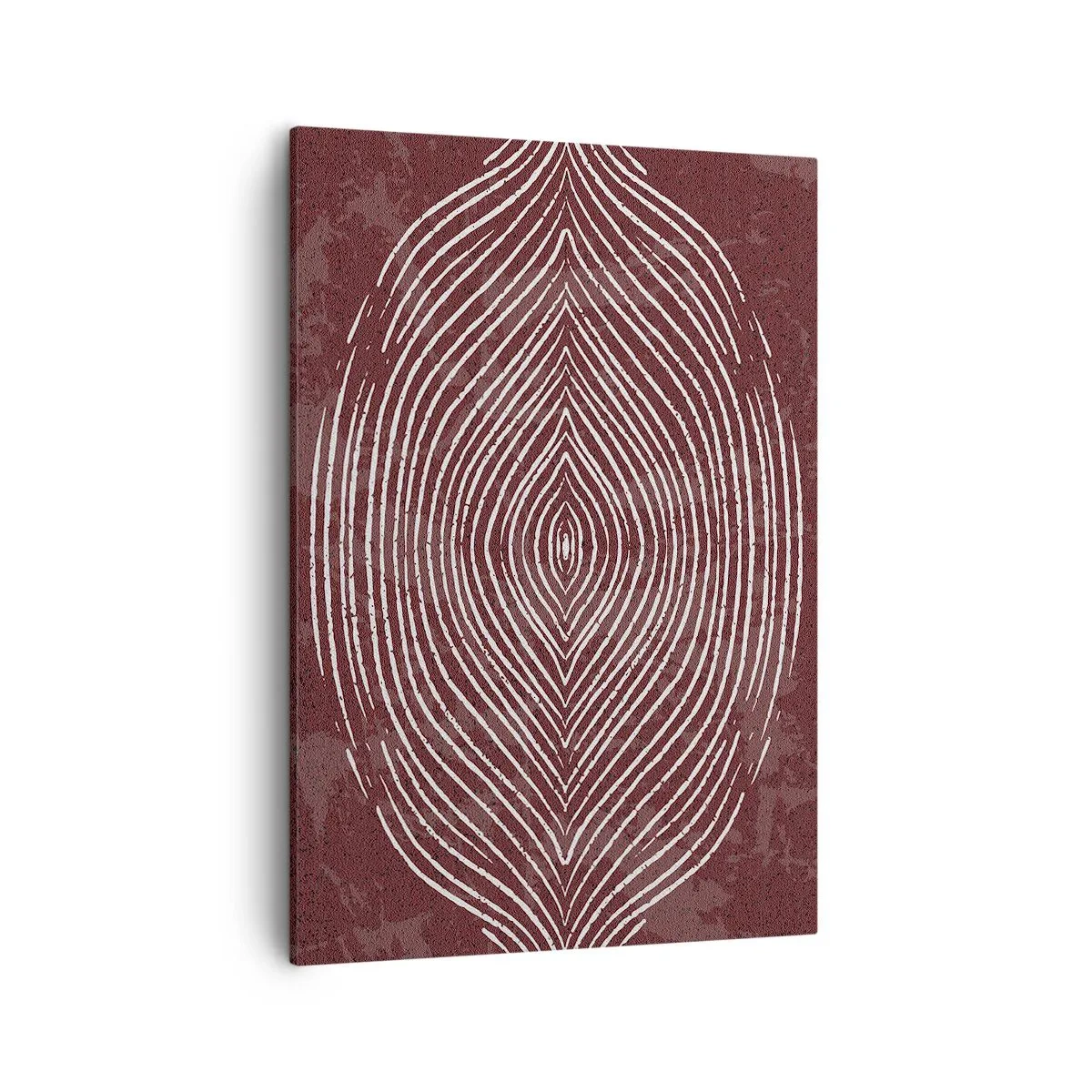 Impression sur toile - Image sur toile - Ondes symétriques en lignes blanches sur fond marron - 50x70cm - L'espace parle - Décoration murale moderne pour le salon et la chambre ARTTOR