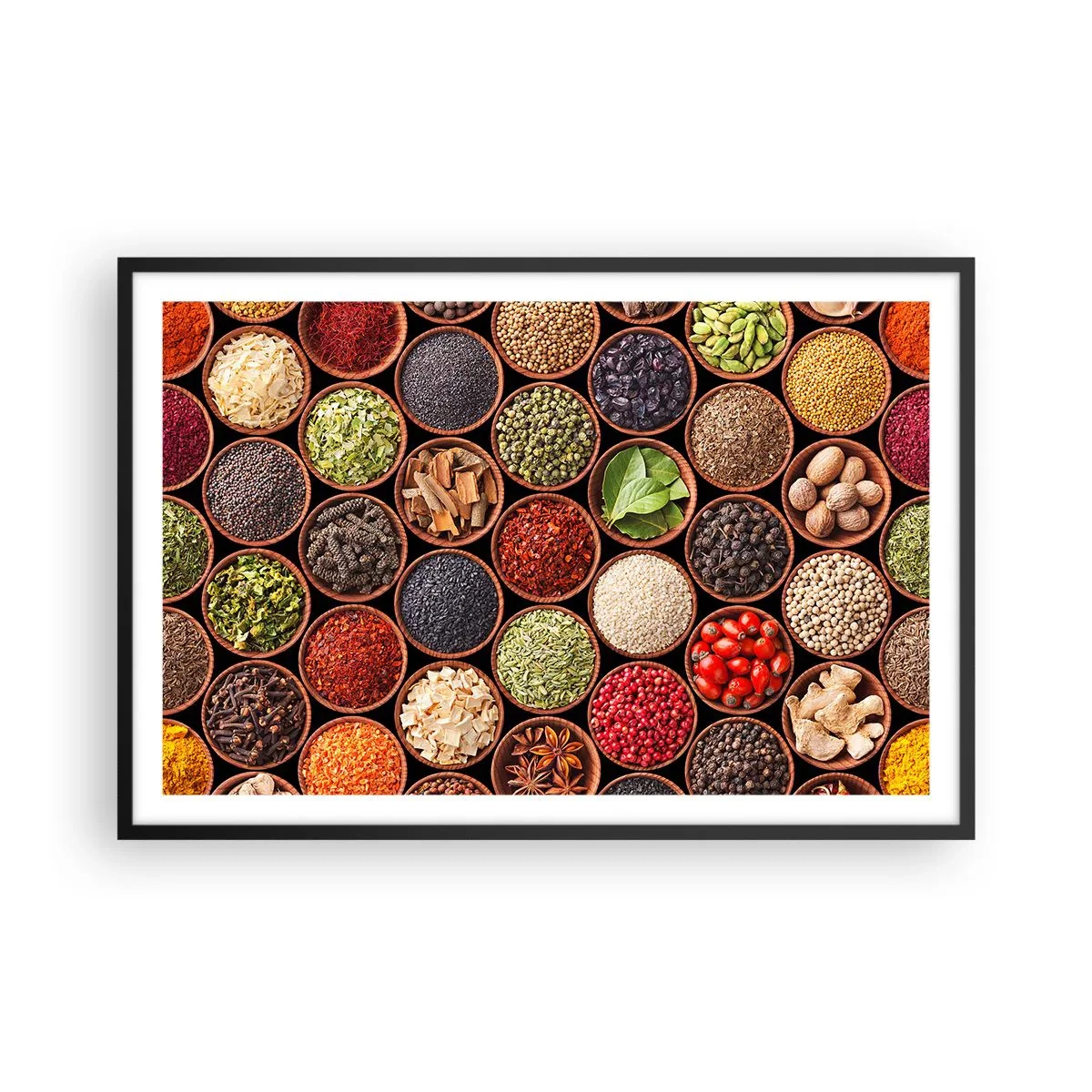 Affiche dans un cadre noir - Poster - Toutes les saveurs du monde - 91x61 cm