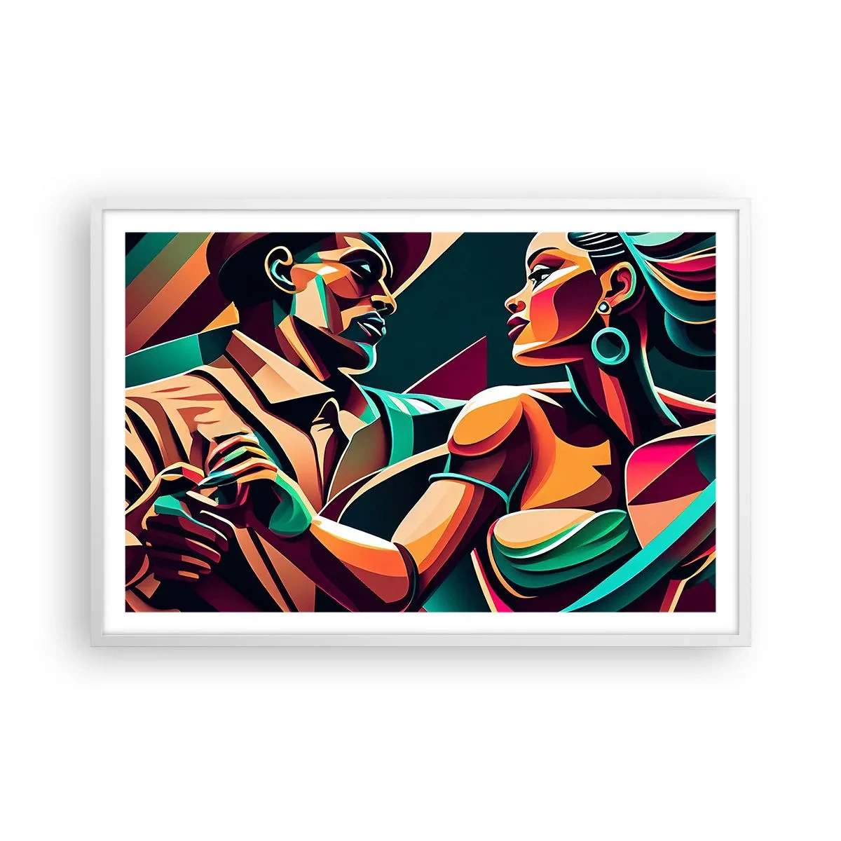 Affiche dans un cadre blanc - Poster - Au rythme du coeur - 91x61 cm