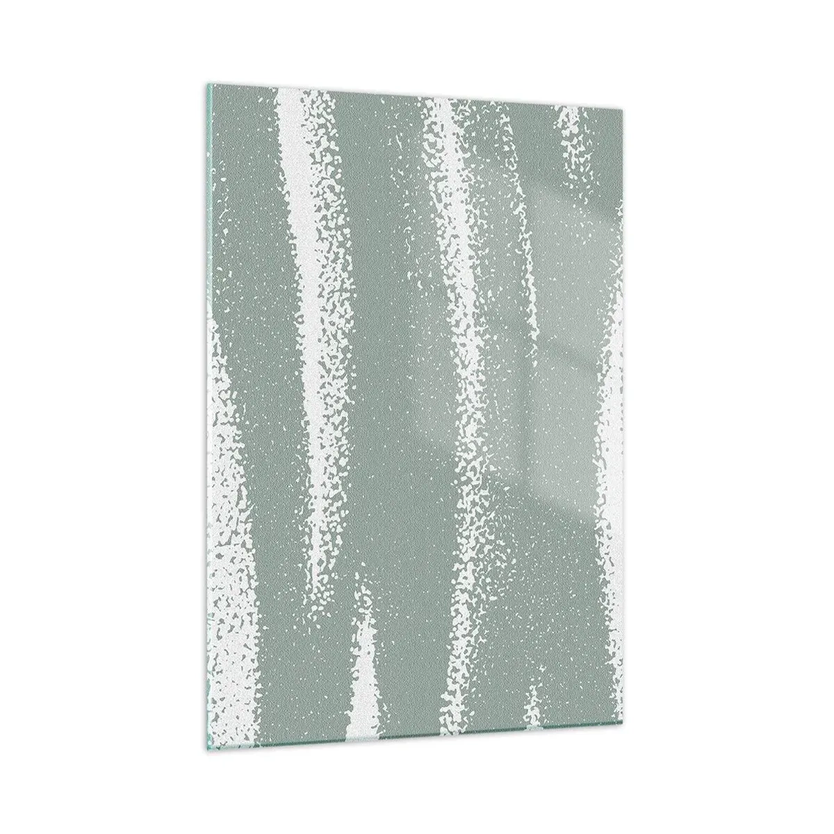 Impression sur verre - Image sur verre - Rayures blanches sur un fond vert frais - 50x70cm - Abstraction dans un climat hivernal - Décoration murale moderne pour le salon et la chambre ARTTOR