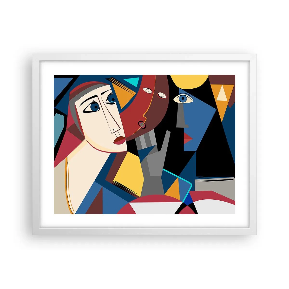 Affiche dans un cadre blanc - Poster - Une conversation entre cubistes - 50x40 cm