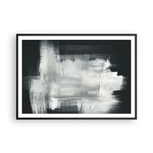 Affiche dans un cadre noir - Poster - Traits abstraits blancs sur fond sombre - 100x70cm - Tissé à la verticale et à l'horizontale - Décoration murale moderne pour le salon et la chambre ARTTOR