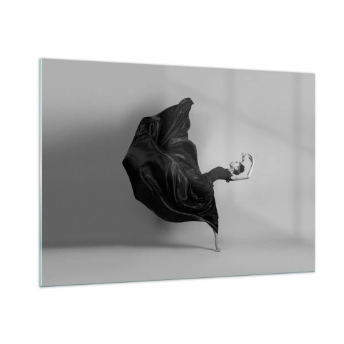 Impression sur verre - Image sur verre - Une danseuse en robe noire flottant dynamiquement dans les airs - 100x70cm - Musique ailées - Décoration murale moderne pour le salon et la chambre ARTTOR