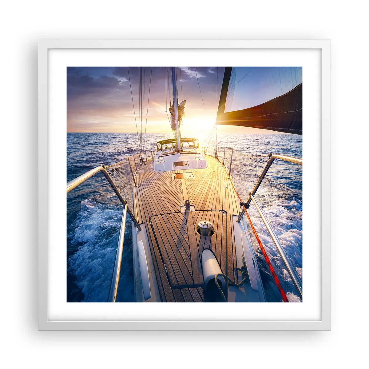 Affiche dans un cadre blanc - Poster - Courir sur les vagues - 50x50 cm