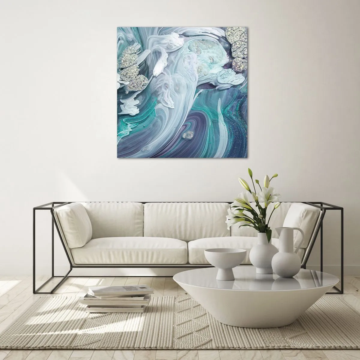 Impression sur verre - Image sur verre - Courants bleus - 60x60 cm