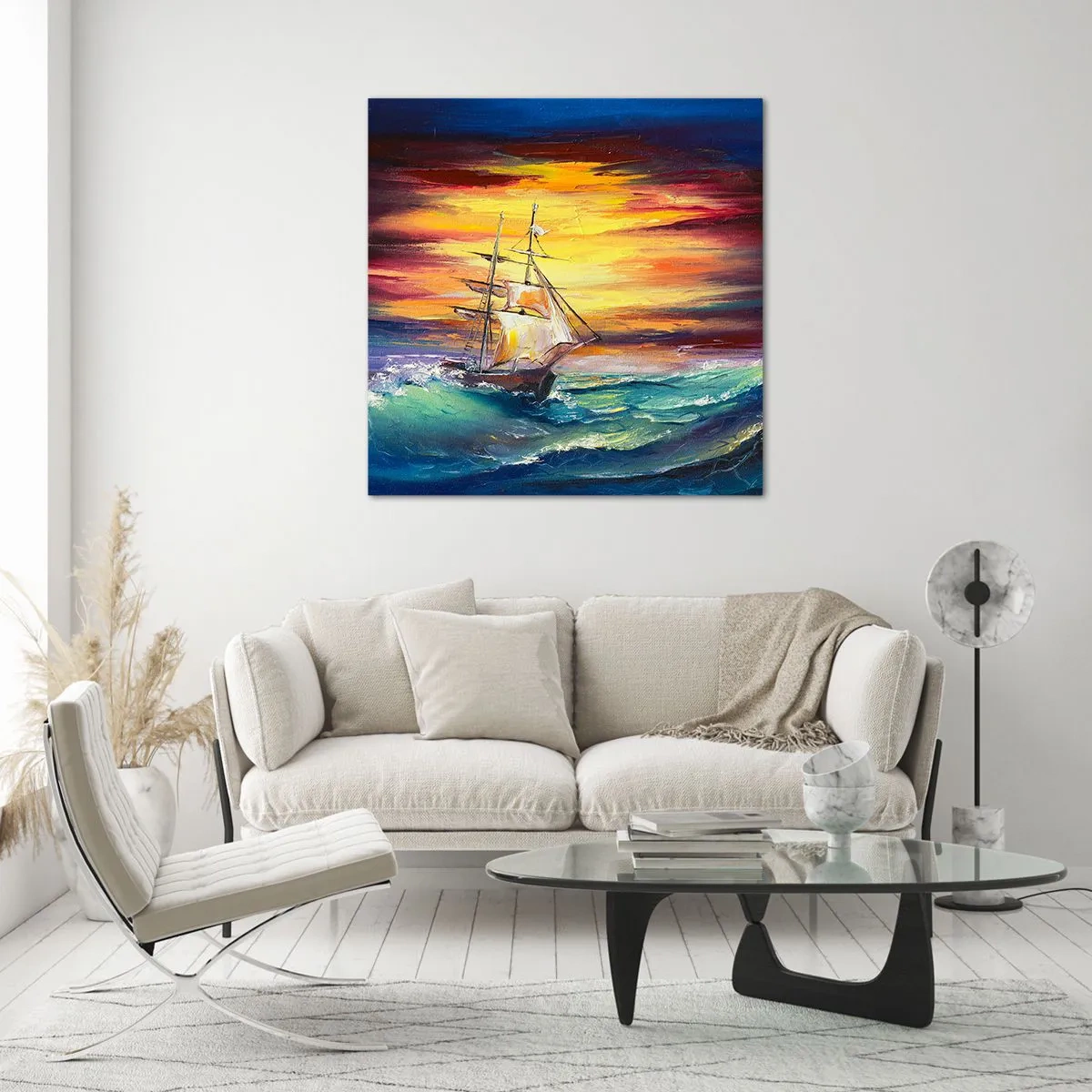 Impression sur verre - Image sur verre - Courageusement sous les vagues - 50x50 cm