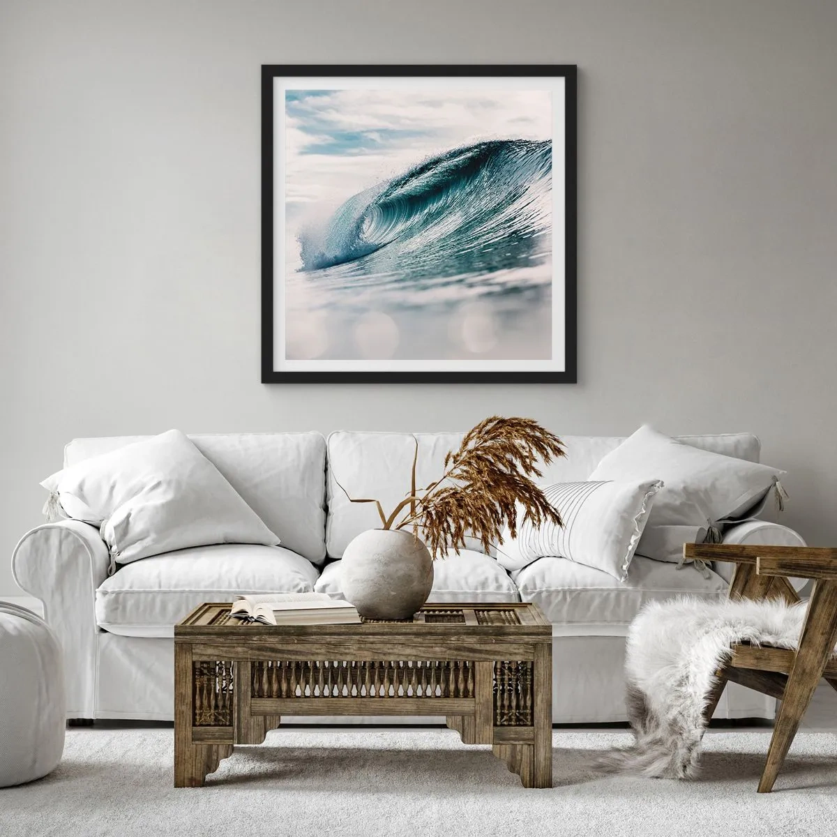 Affiche dans un cadre noir - Poster - Pic d'eau - 60x60 cm