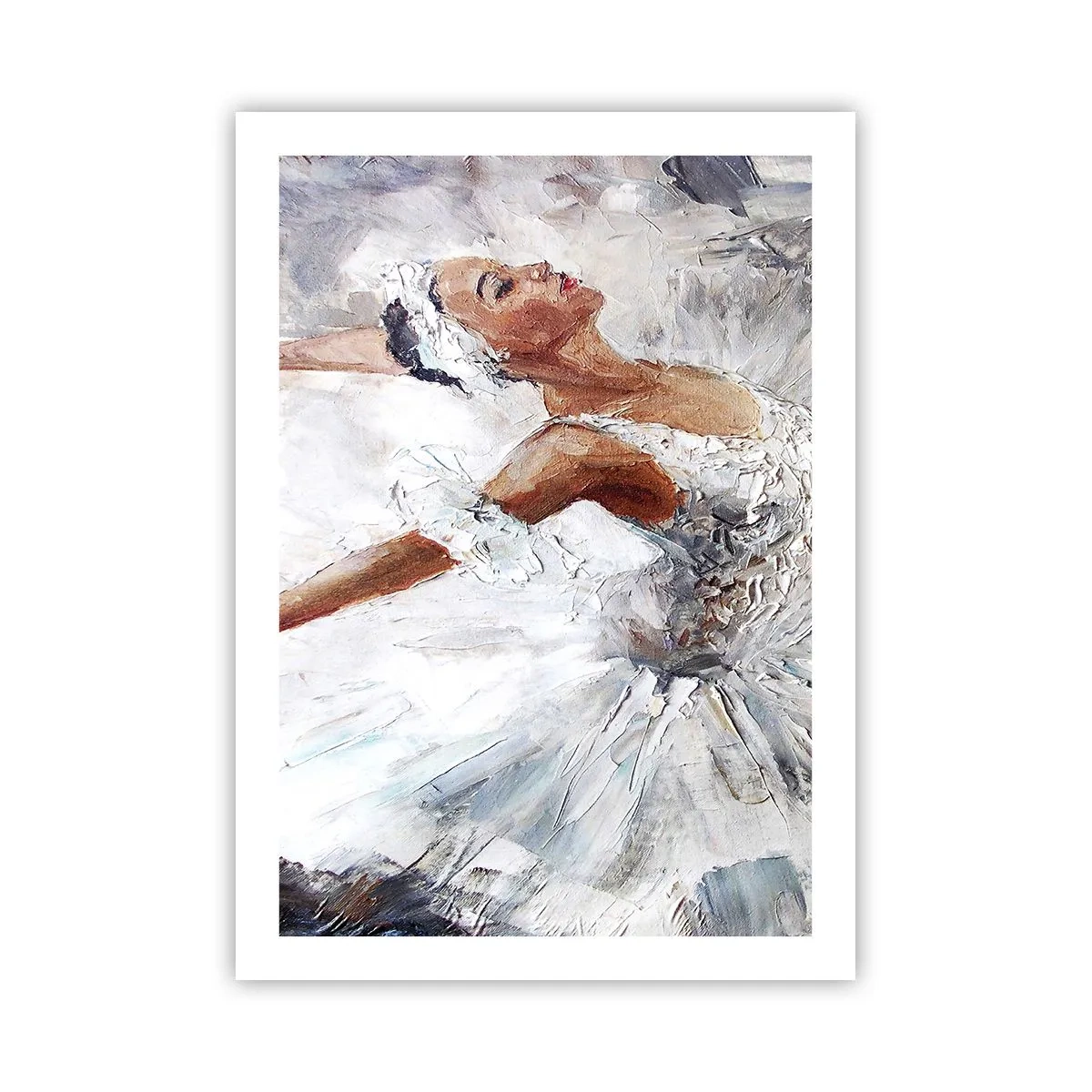 Affiche - Poster - Une ballerine dans une tenue blanche de style pictural - 50x70cm - Délicat et léger comme du tulle - Décoration murale moderne pour le salon et la chambre ARTTOR