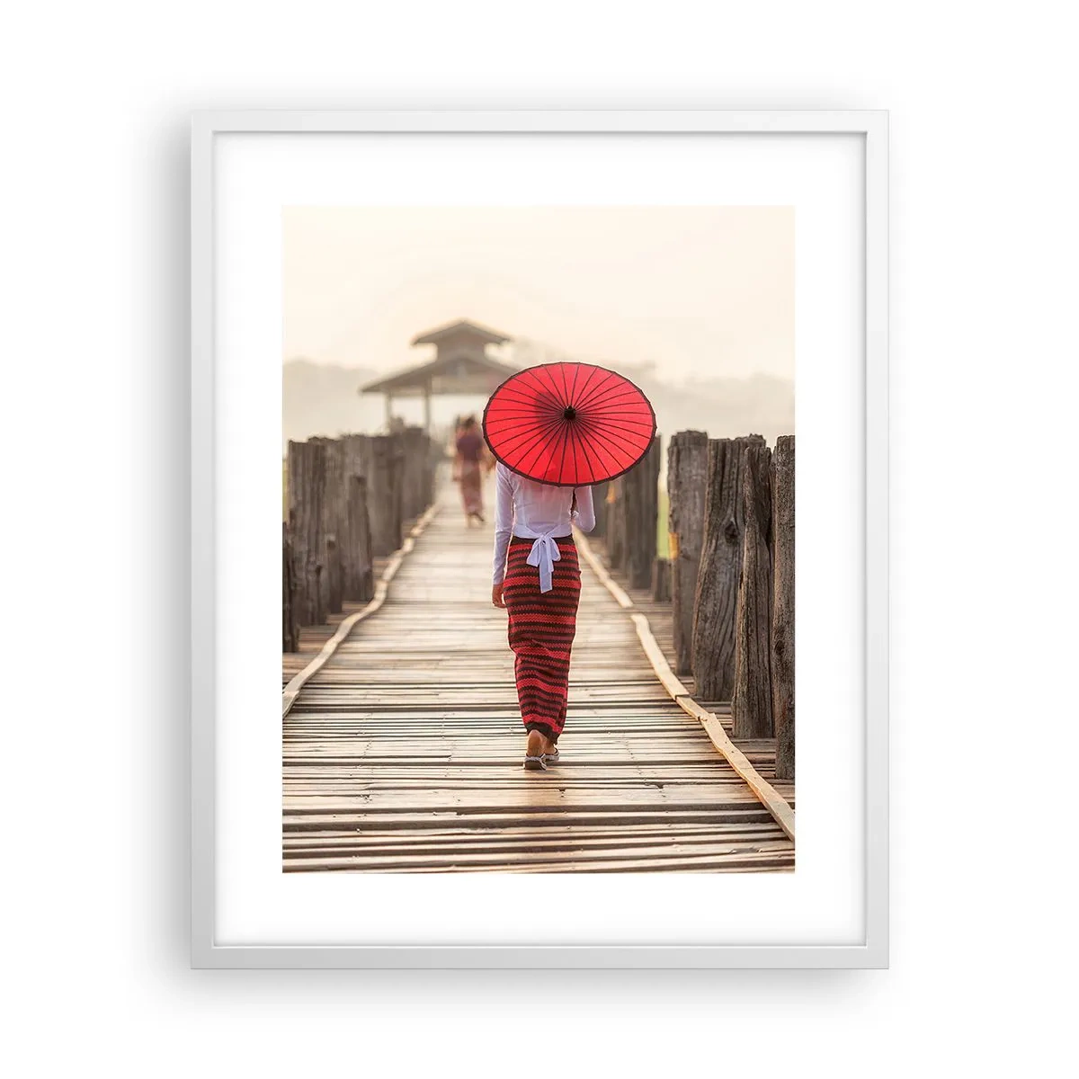 Affiche dans un cadre blanc - Poster - Sur le vieux pont - 40x50 cm