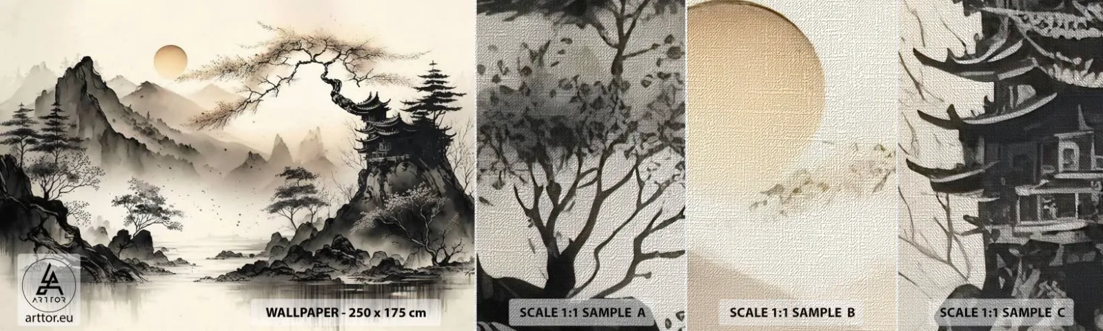 Échantillon de Papier Peint Premium Canvas - Le charme unique de l'Orient - Asie, Japon, Voir - 100x30 cm