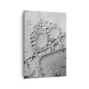 Impression sur toile - Image sur toile - Motif à bulles noir et blanc dans un style minimaliste - 70x100cm - Sentier de mousse - Décoration murale moderne pour le salon et la chambre ARTTOR