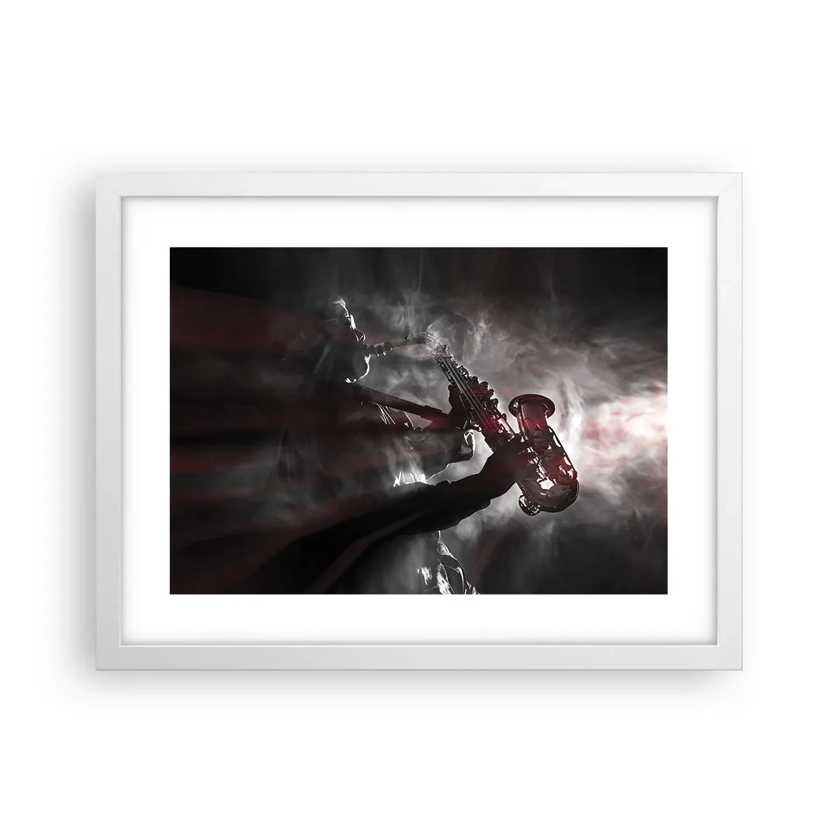 Affiche dans un cadre blanc - Poster - Dans les brumes du jazz - 40x30 cm