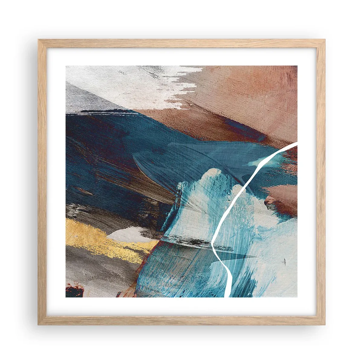 Affiche dans un chêne clair - Poster - Avec panache et énergie - 50x50 cm