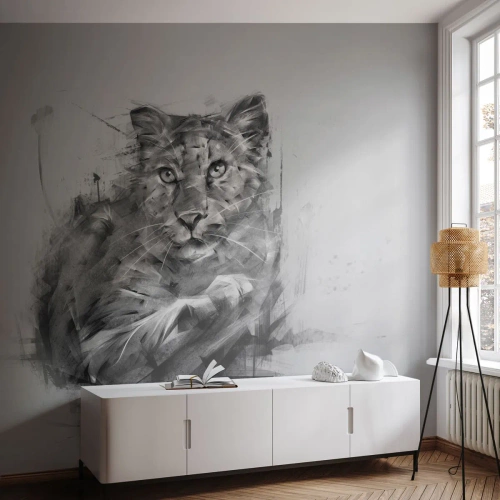 Papier Peint Photo Premium Canvas - Oui, j'écoute attentivement - Panthère, Animaux, Chat sauvage - 350x256 cm