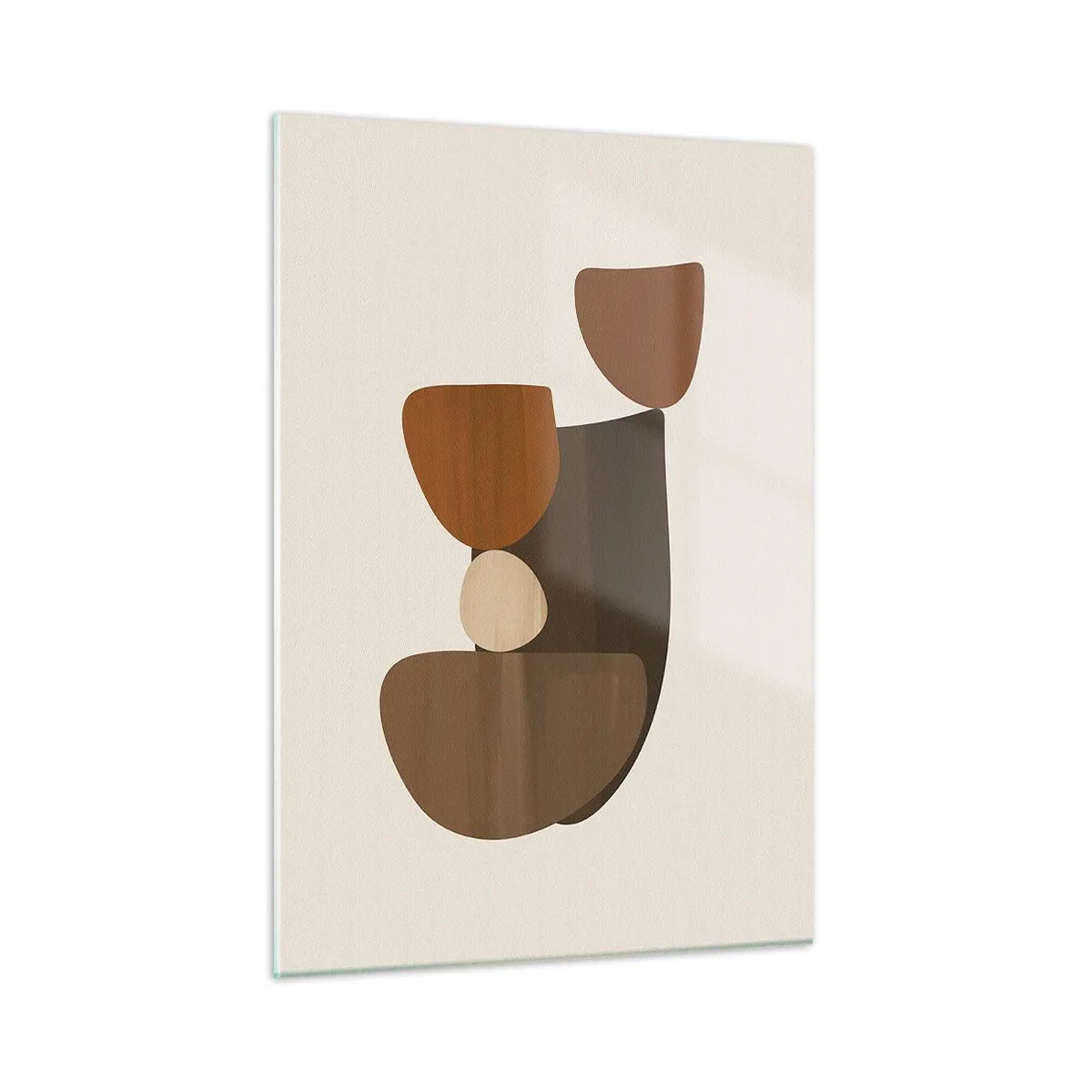 Impression sur verre - Image sur verre - Composition abstraite dans les tons marron et beige - 50x70cm - Composition de marrons - Décoration murale moderne pour le salon et la chambre ARTTOR