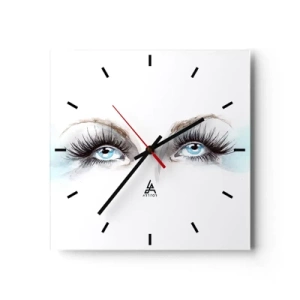 Horloge murale - Pendule murale - Aquarelle aux yeux bleus et aux accents délicats - 30x30cm - Yeux d'ange? - Décoration murale moderne pour le salon et la chambre ARTTOR