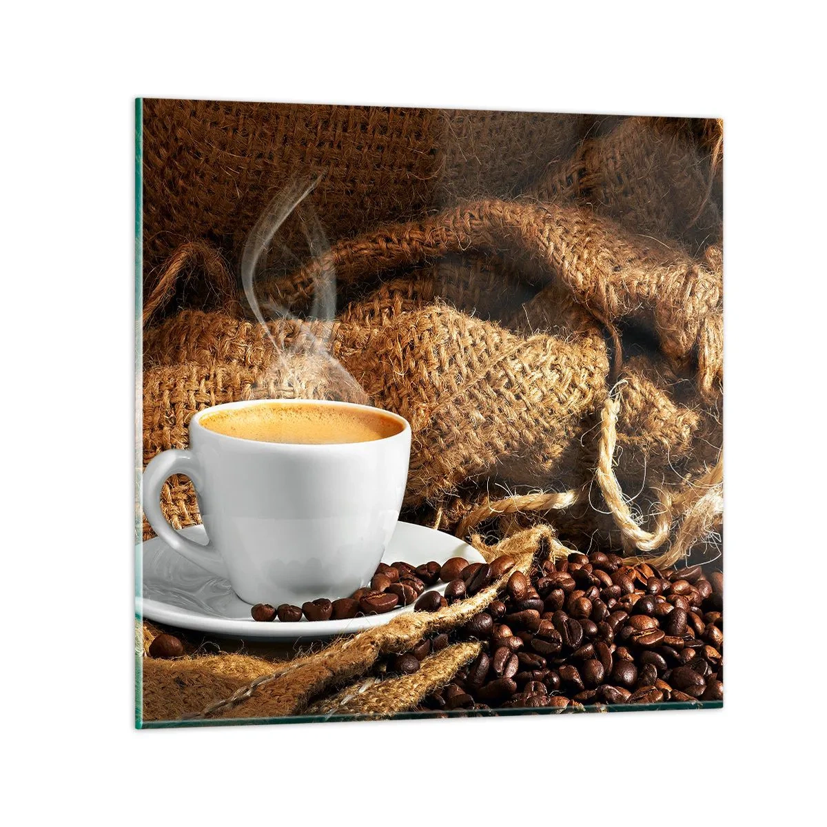 Impression sur verre - Image sur verre - L'odeur du moka et la densité du miel liquide - 70x70 cm