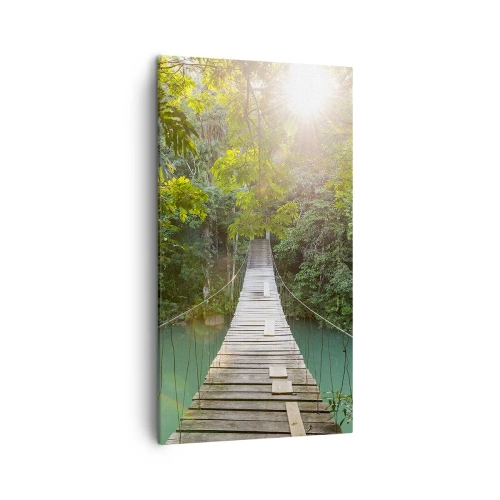 Impression sur toile - Image sur toile - De l'eau azur à la forêt azur - 45x80 cm