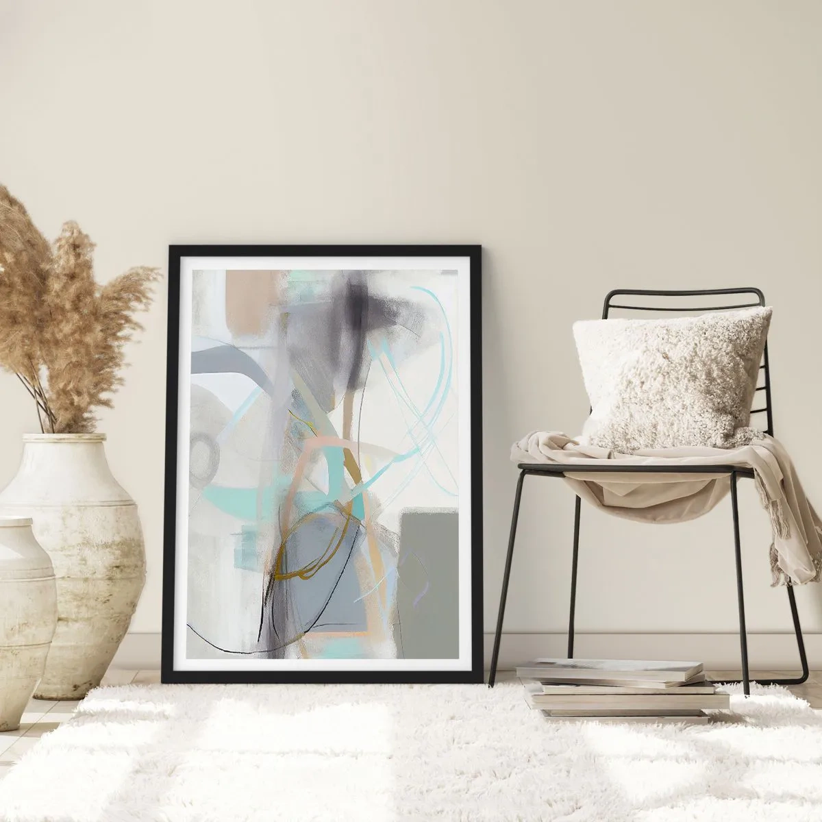 Affiche dans un cadre noir - Poster - Abstraction brumeuse - 61x91 cm