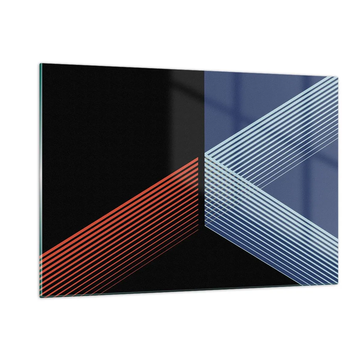 Impression sur verre - Image sur verre - Une composition géométrique moderne avec des lignes et un contraste de couleurs. - 120x80cm - Histoire simple - Décoration murale moderne pour le salon et la chambre ARTTOR