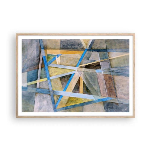 Affiche dans un chêne clair - Poster - Tout droit ou en diagonale ? - 100x70 cm