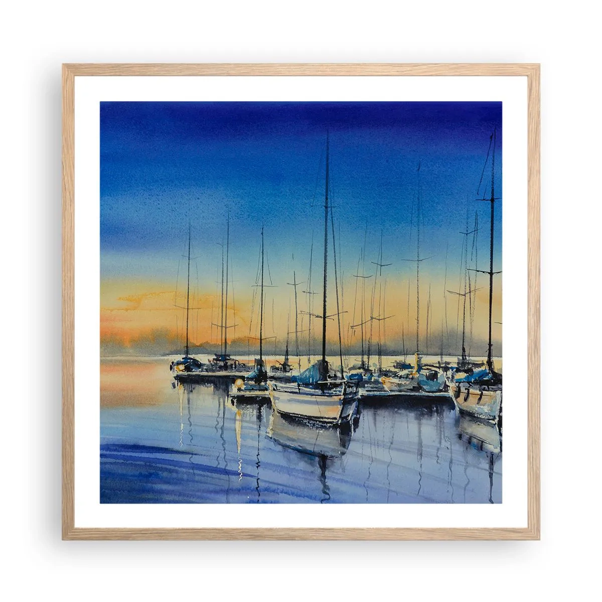 Affiche dans un chêne clair - Poster - Fin d'une belle journée - 60x60 cm