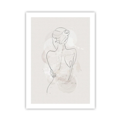 Affiche - Poster - Une silhouette féminine délicate dans une ligne continue - 50x70cm - Comme un instrument sensible - Décoration murale moderne pour le salon et la chambre ARTTOR