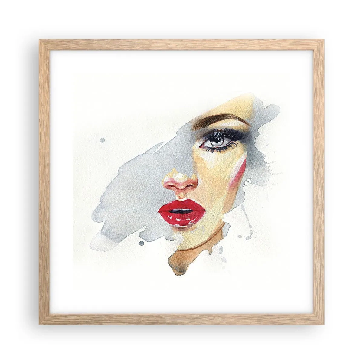 Affiche dans un chêne clair - Poster - Reflet dans une goutte d'eau - 40x40 cm