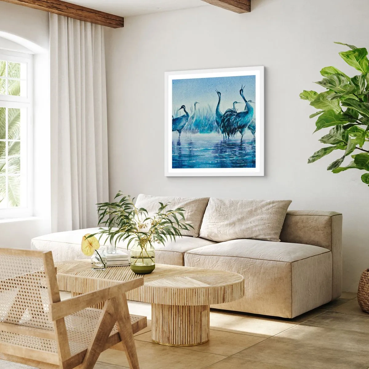 Affiche dans un cadre blanc - Poster - Réunion matinale - 30x30 cm