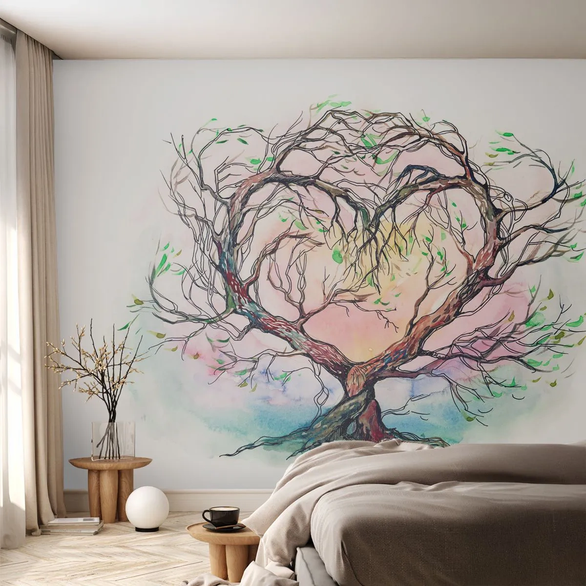 Papier peint sur mesure Premium Sand - Ensemble contre les tempêtes - Abstraction, Arbre, Morceau