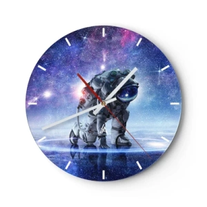 Horloge murale - Pendule murale - Un astronaute sur fond de galaxie cosmique aux couleurs intenses. - 30x30cm - Le ciel étoilé au dessus de moi - Décoration murale moderne pour le salon, la cuisine et la chambre ARTTOR
