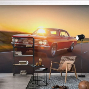 Papier peint sur mesure Premium Sand - Le désir est de couleur rouge - Voiture, Voyage, Ancien
