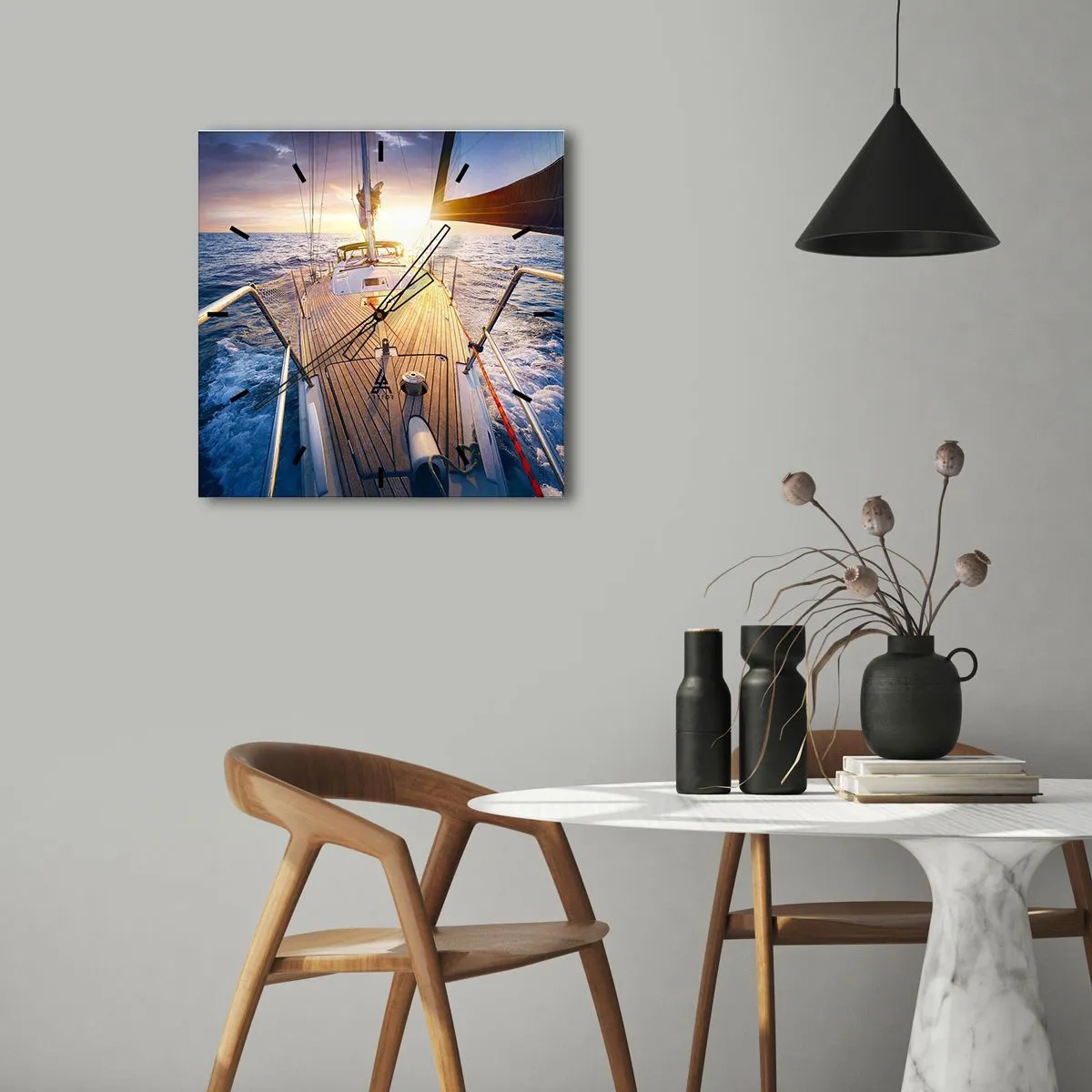 Horloge murale - Pendule murale - Courir sur les vagues - 40x40 cm