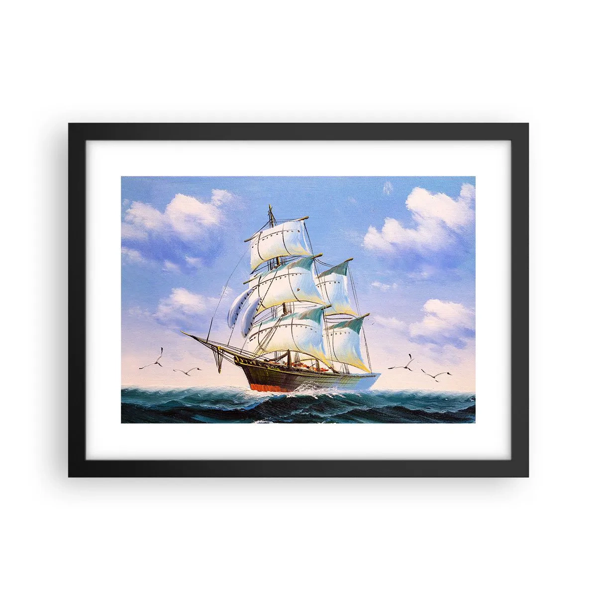 Affiche dans un cadre noir - Poster - Fièrement avec le vent - 40x30 cm