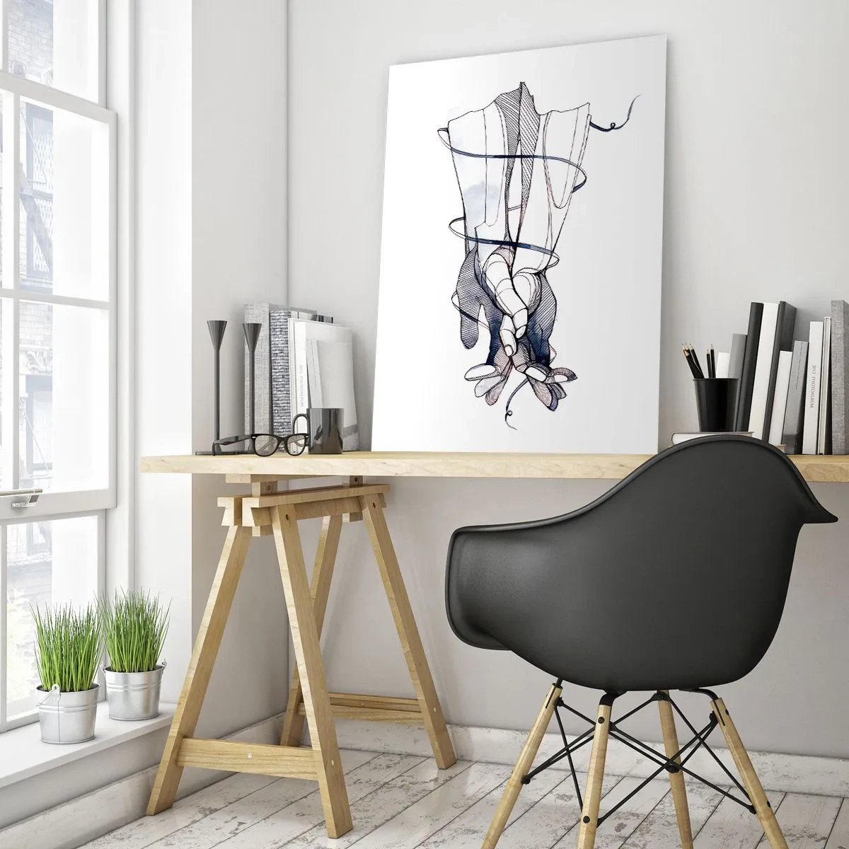 Impression sur verre - Image sur verre - Un dessin subtil d'une main avec une fleur délicate - 80x120cm - Étude du touché - Décoration murale moderne pour le salon et la chambre ARTTOR