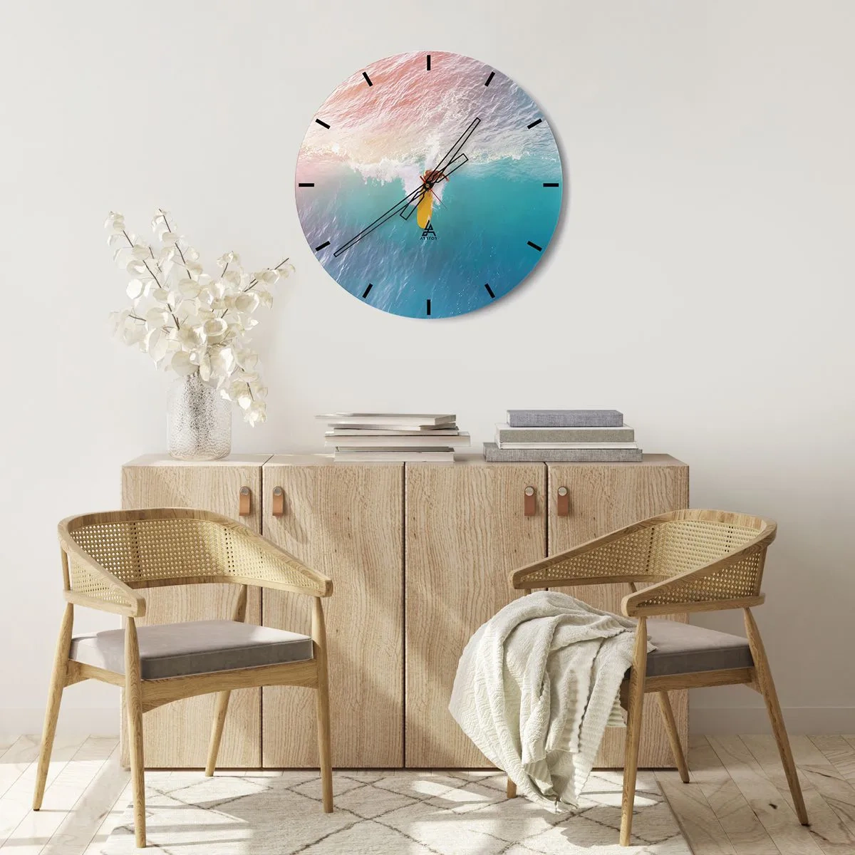 Horloge murale - Pendule murale - Le cavalier de l'océan - 30x30 cm