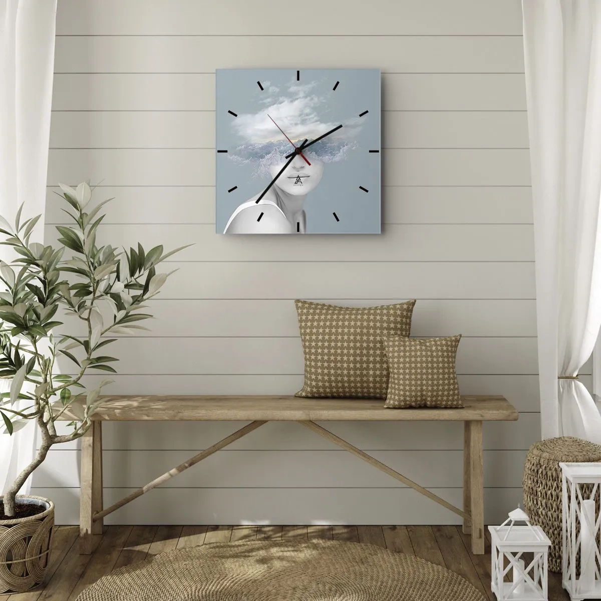 Horloge murale - Pendule murale - La tête dans les nuages - 30x30 cm