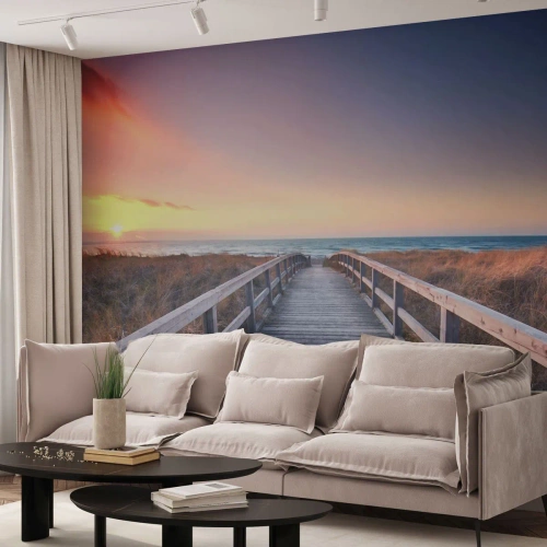 Papier Peint Autocollant Deluxe Sticker - Aurore baltique du soir - Paysage, Mer, Dune - 100x70 cm