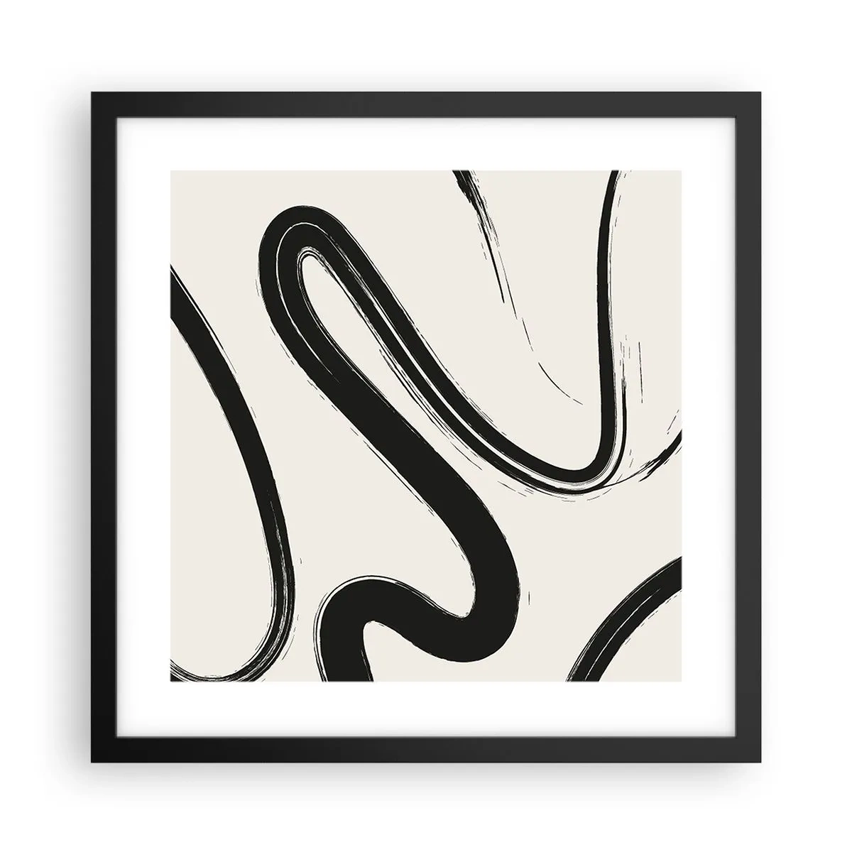 Affiche dans un cadre noir - Poster - Fantaisie en noir et blanc - 40x40 cm