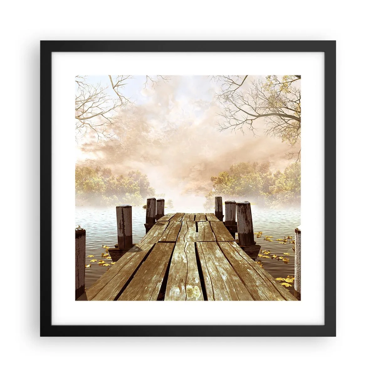 Affiche dans un cadre noir - Poster - La douce tristesse de l'automne - 40x40 cm