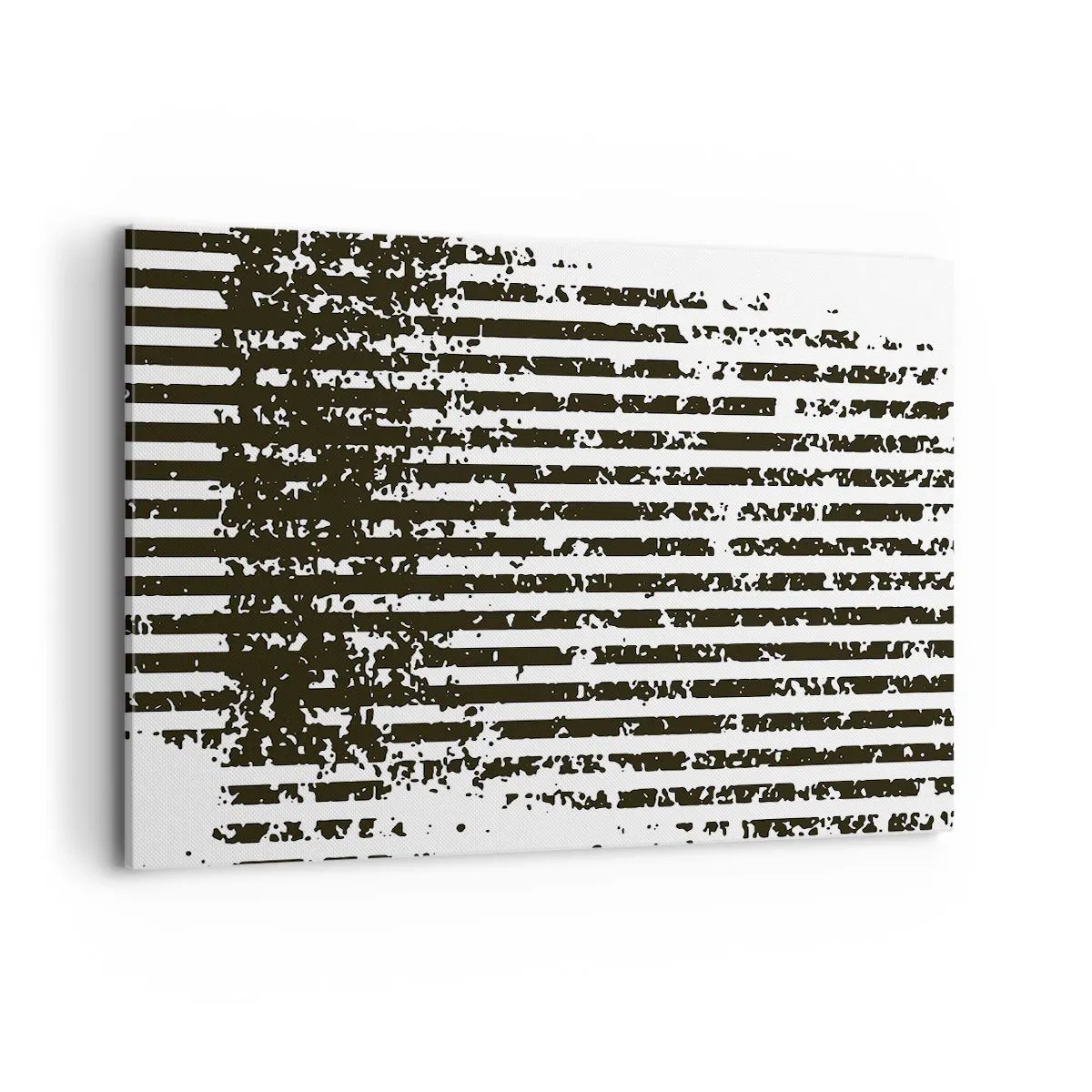 Impression sur toile - Image sur toile - Lignes abstraites avec un effet vieilli en noir et blanc - 120x80cm - Rythme et bruissement - Décoration murale moderne pour le salon et la chambre ARTTOR