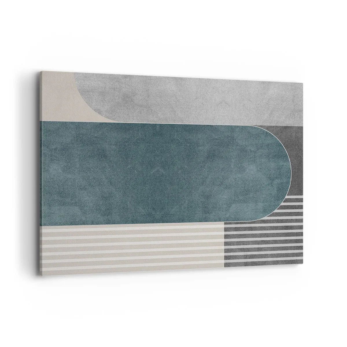 Impression sur toile - Image sur toile - Abstraction géométrique dans les tons de gris et de vert - 100x70cm - Composition de niveaux - Décoration murale moderne pour le salon et la chambre ARTTOR