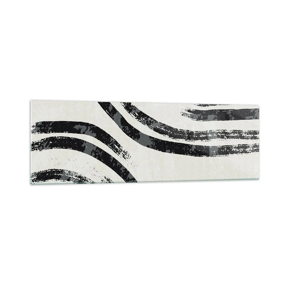 Impression sur verre - Image sur verre - Lignes abstraites noires et blanches sur fond clair - 160x50cm - À moitié arrêté - Décoration murale moderne pour le salon et la chambre ARTTOR