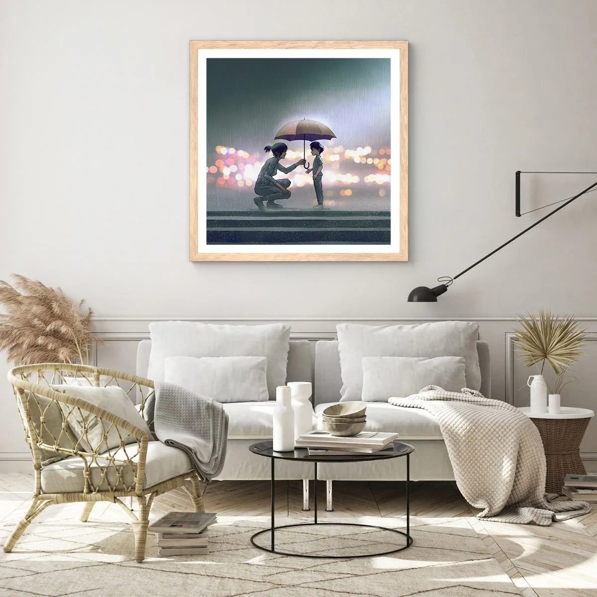 Affiche dans un chêne clair - Poster - Et maintenant, tout va bien - 30x30 cm