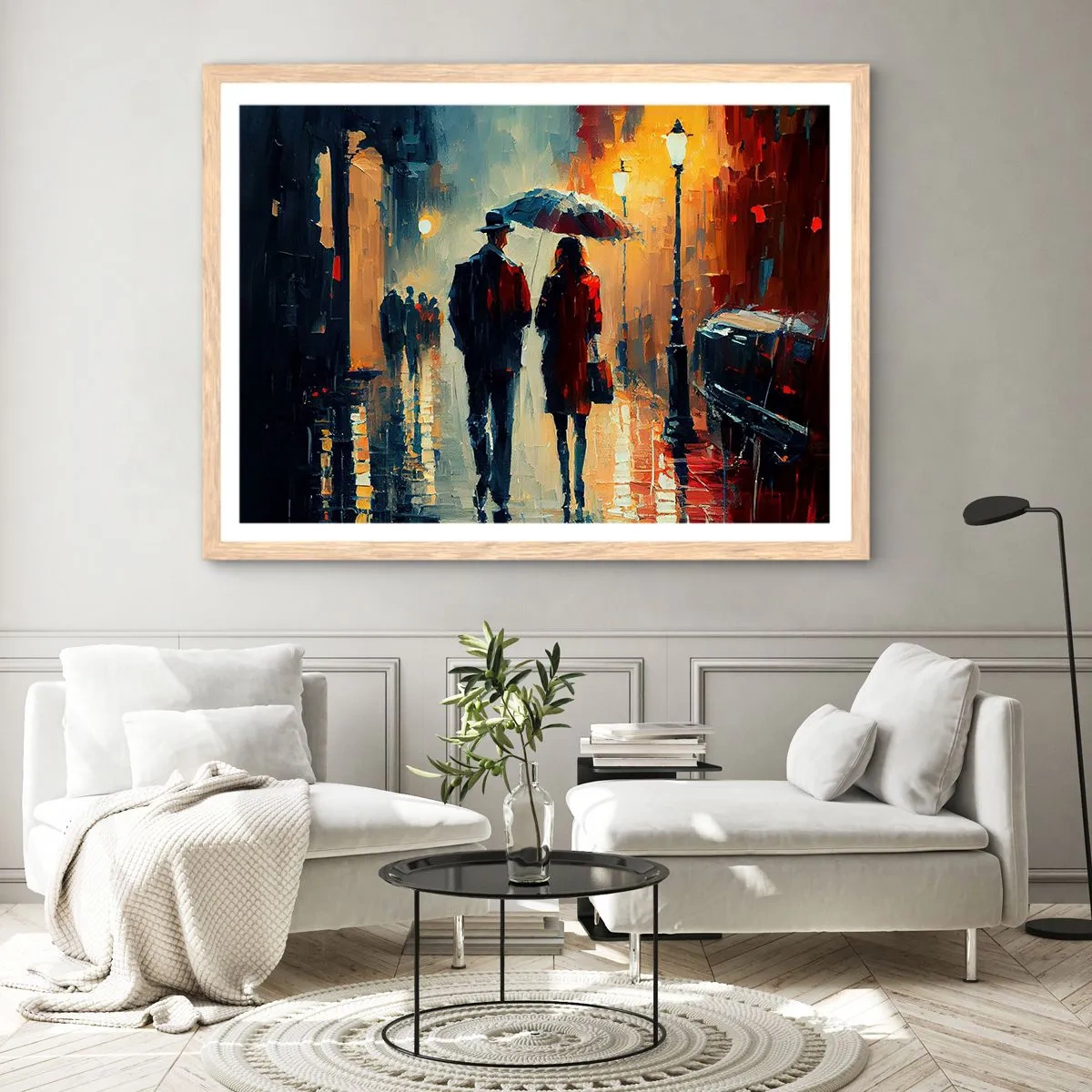 Affiche dans un chêne clair - Poster - Histoire d'amour urbaine - 100x70 cm