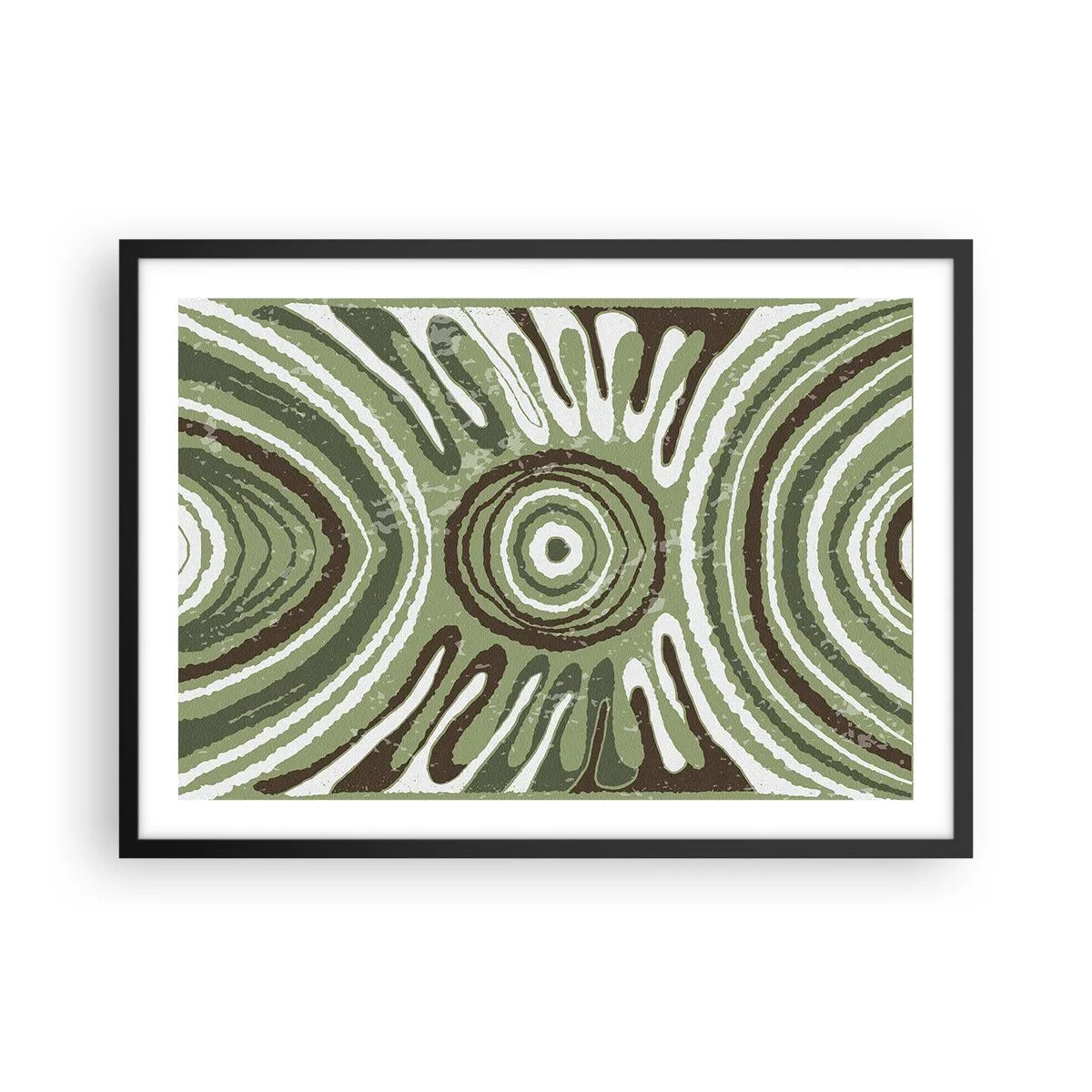 Affiche dans un cadre noir - Poster - Motifs abstraits dans les tons de vert et de marron - 70x50cm - Une explosion d'émotions - Décoration murale moderne pour le salon et la chambre ARTTOR