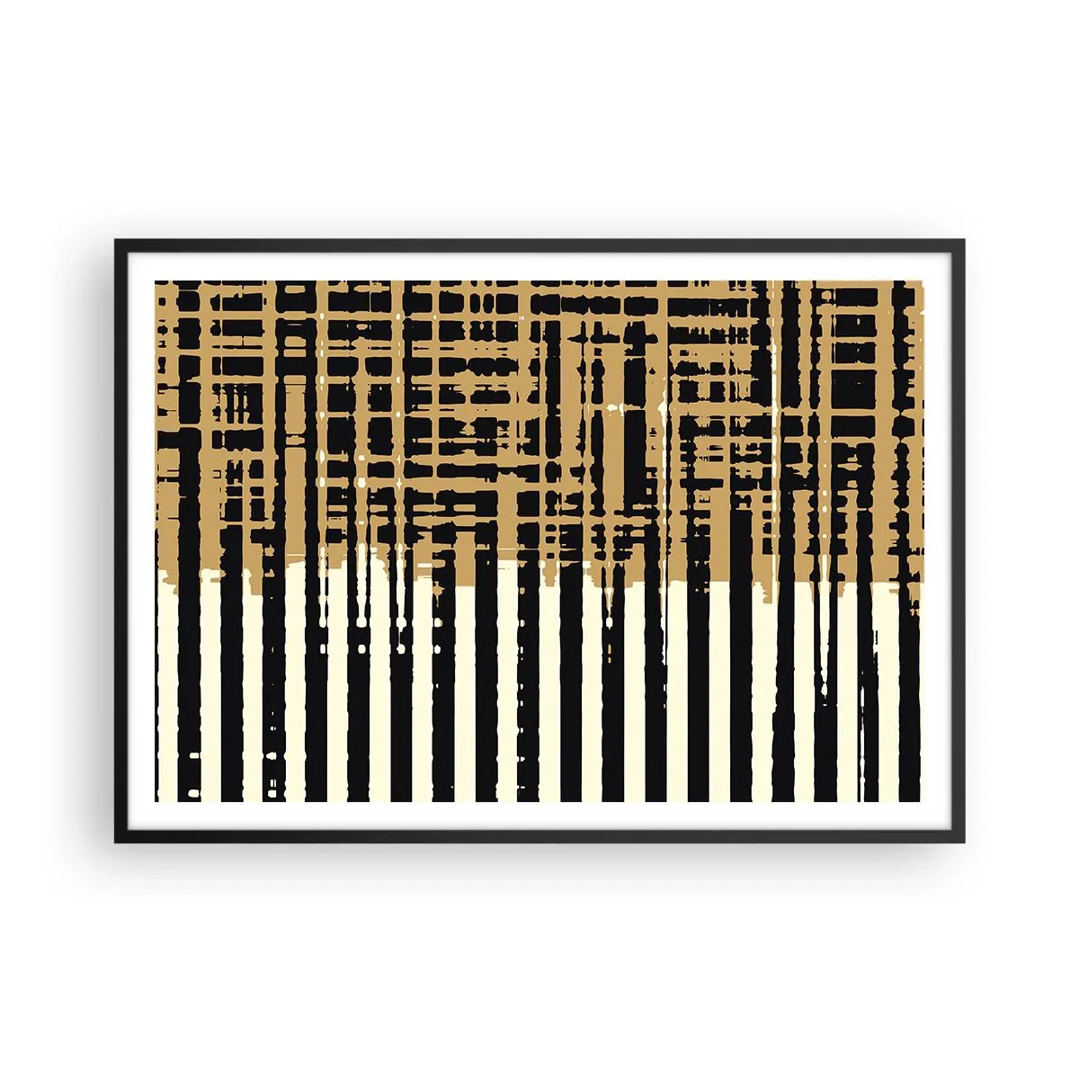 Affiche dans un cadre noir - Poster - Lignes abstraites en noir, beige et blanc - 100x70cm - Abstraction architecturale - Décoration murale moderne pour le salon et la chambre ARTTOR