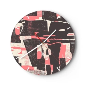 Horloge murale - Pendule murale - Abstraction géométrique en rose, crème et marron - 30x30cm - Tout ce tapage - Décoration murale moderne pour le salon, la cuisine et la chambre ARTTOR