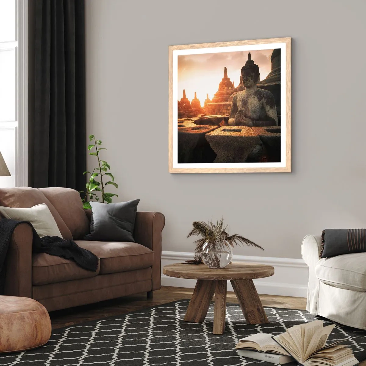 Affiche dans un chêne clair - Poster - Temps de grande sagesse - 60x60 cm